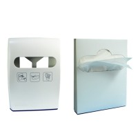 White Wall-Mount Plastic Toilet Seat Cover Dispenser